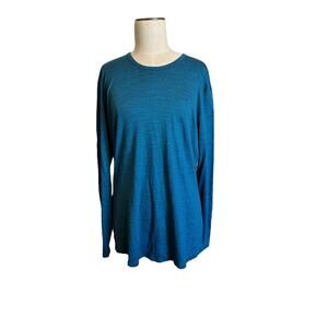 Segments Womens Heather Teal Long Sleeve Merino Wool Crew Neck Top XXL